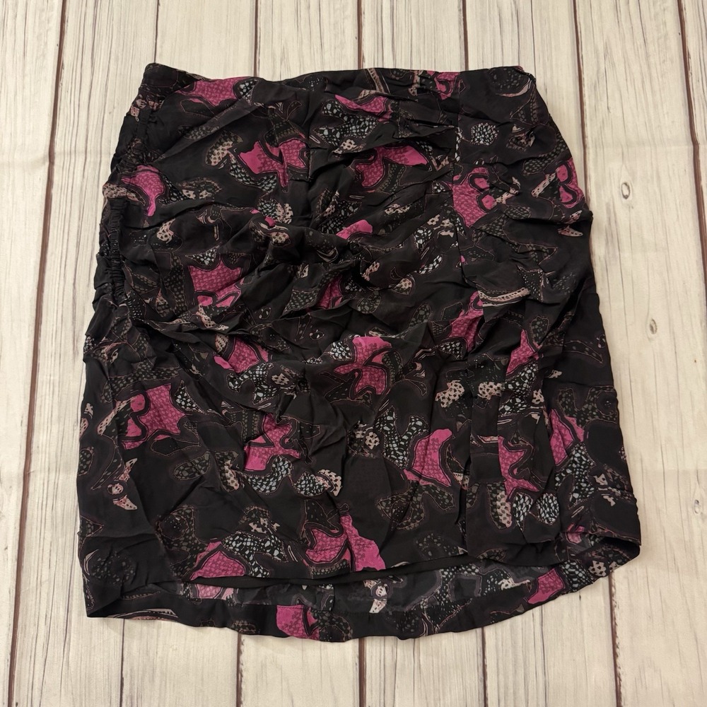 IRO Paris FIDI Skirt Mini Black Pink Abstract Women's Size 36
